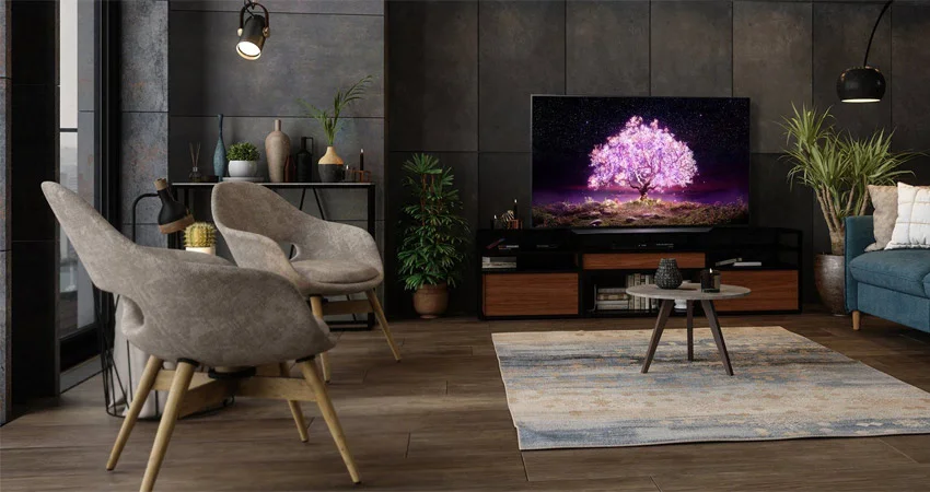 تلویزیون زیبای 55 اینچ الجی C1  OLED در دکوراسیون
